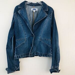 Old Navy Womens Jean Jacket Blue Waist Length Pockets Denim Cotton Casual  M